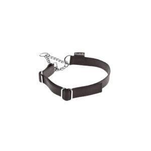 Collare Nylon Nero con Catena Semistrozzo Ferribiella
