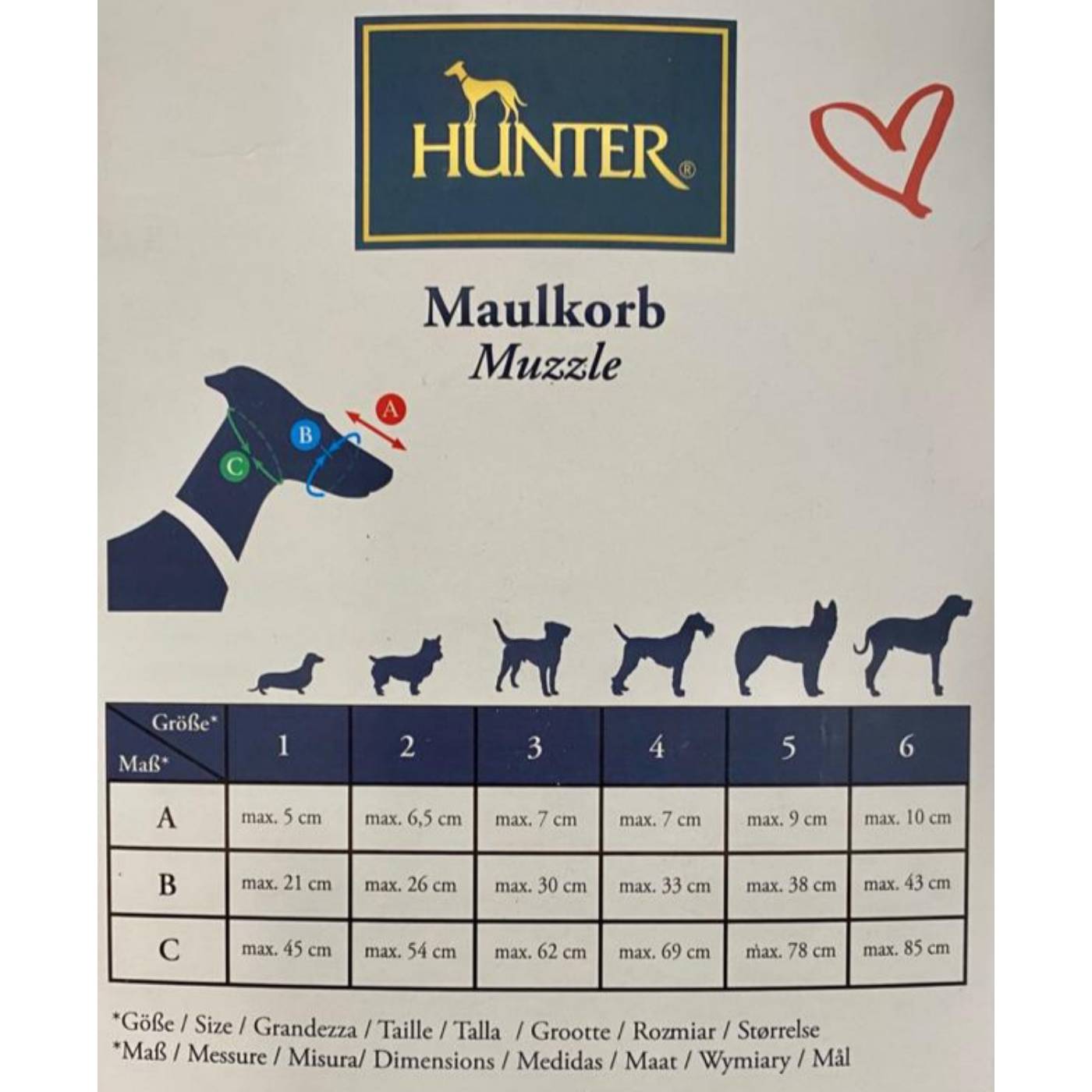 Hunter Museruola Albury per Cani Nera - Misure