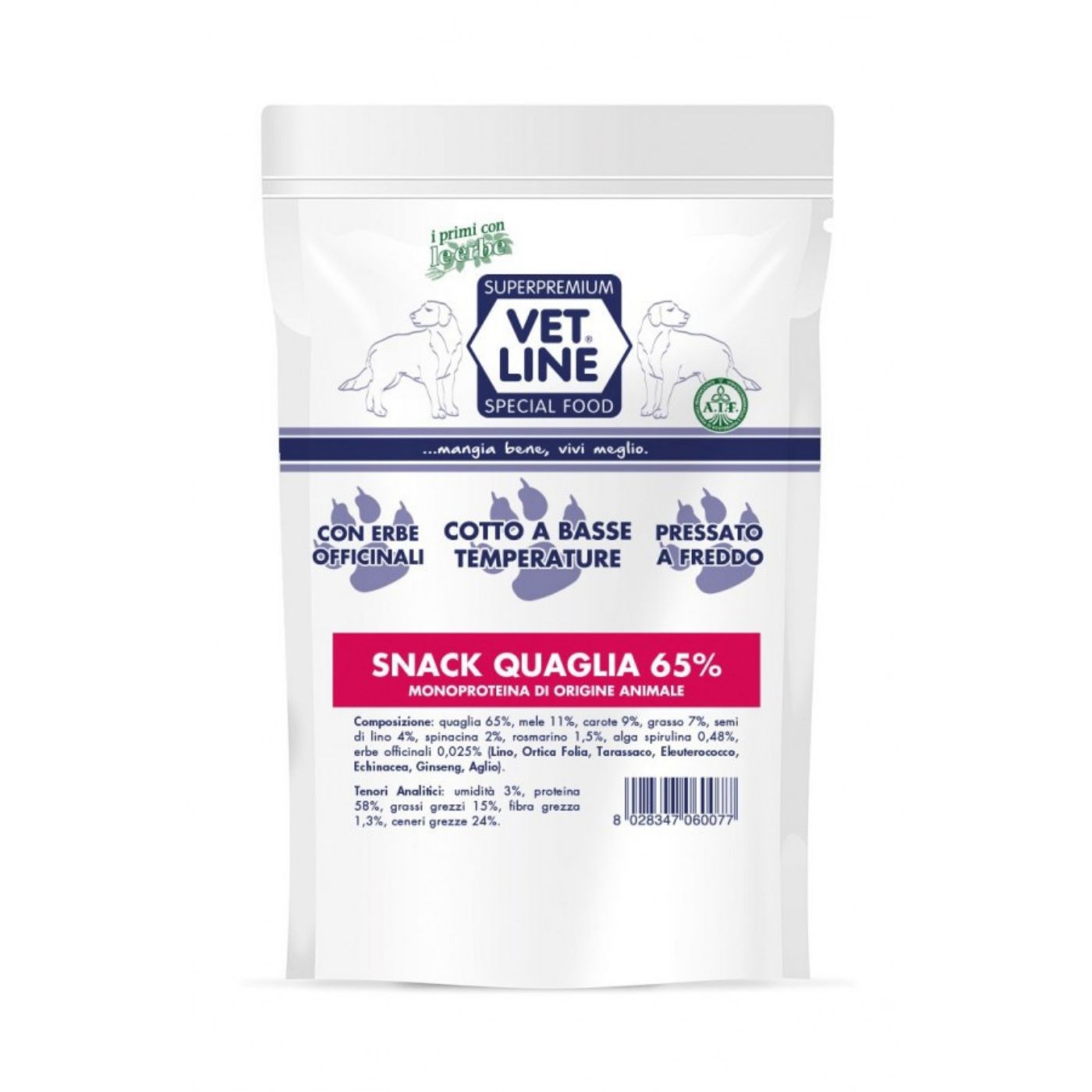 Vet Line Box Snack Confezioni Miste 10 Pezzi x 80g - Snack quaglia composizione