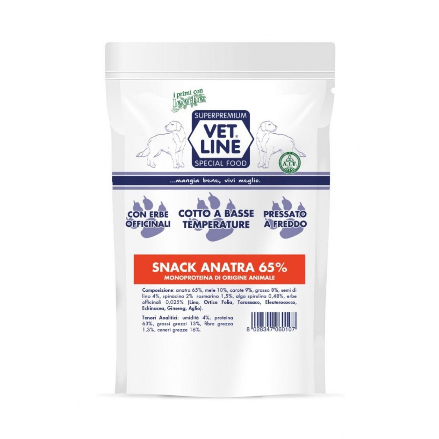 Vet Line Box Snack Confezioni Miste 10 Pezzi x 80g - Snack anatra composizione