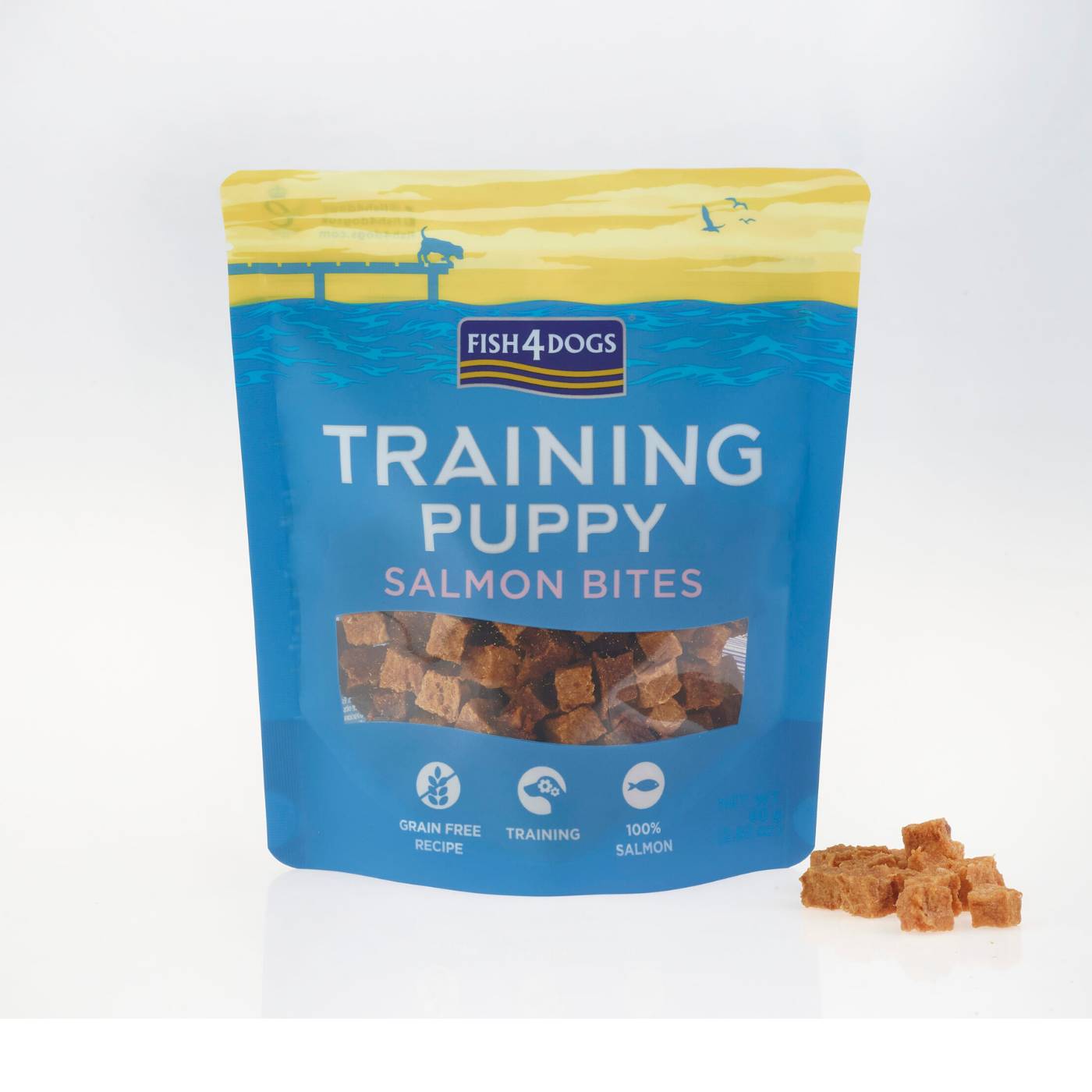 Fish4Dogs Snack Training Puppy Salmon Bites 80g - Confezione