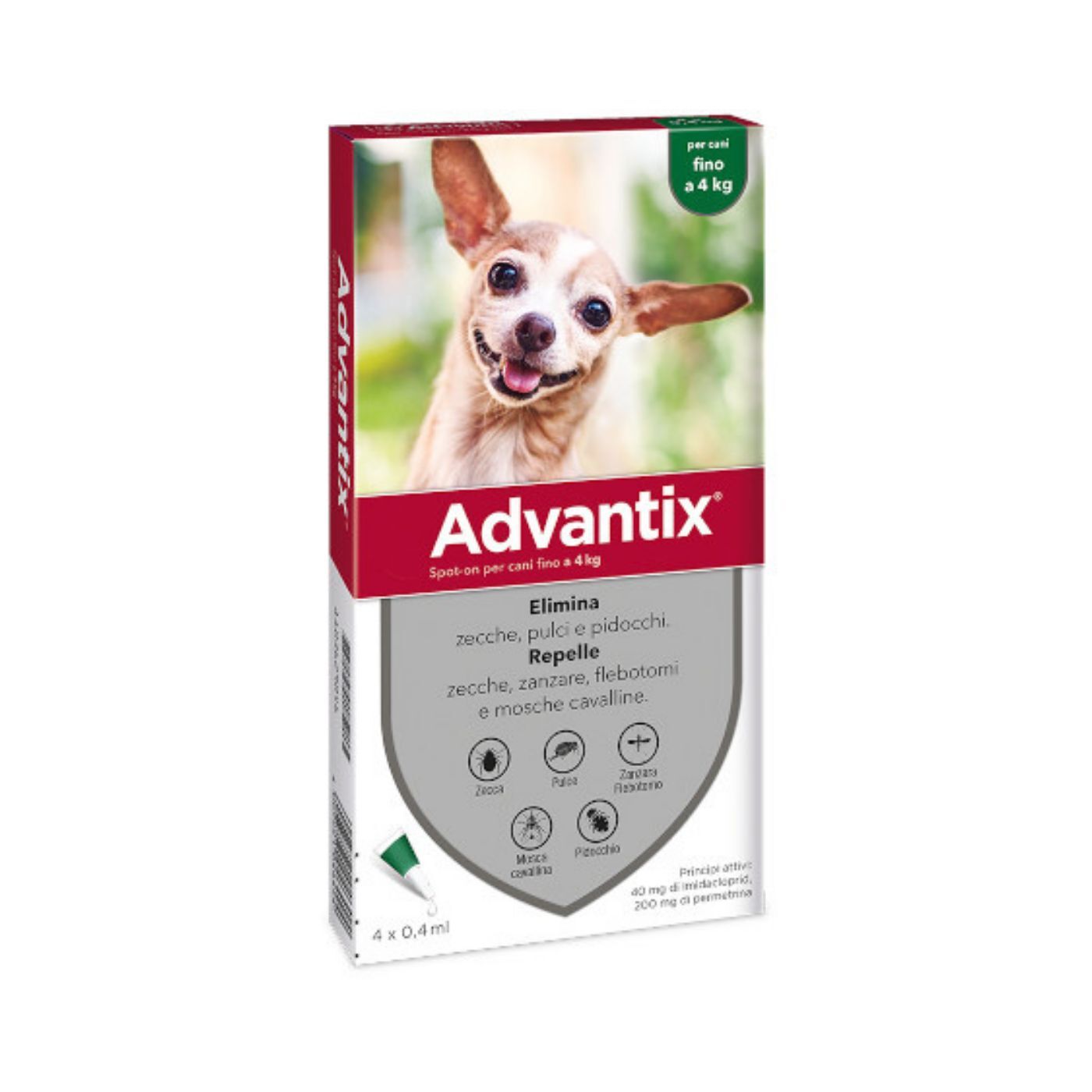 Advantix Spot-On Antiparassitario per Cani 4 Pipette - Taglia fino a 4kg