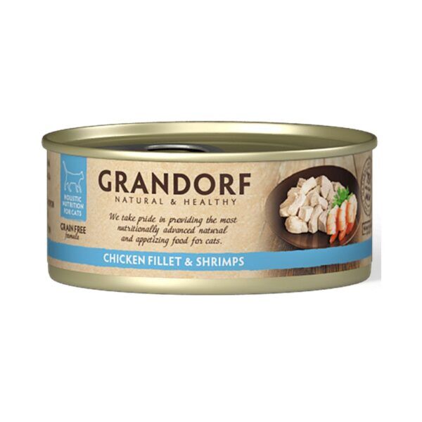 Grandorf Alimento Umido per Gatti Filetti di Pollo e Gamberetti 70g