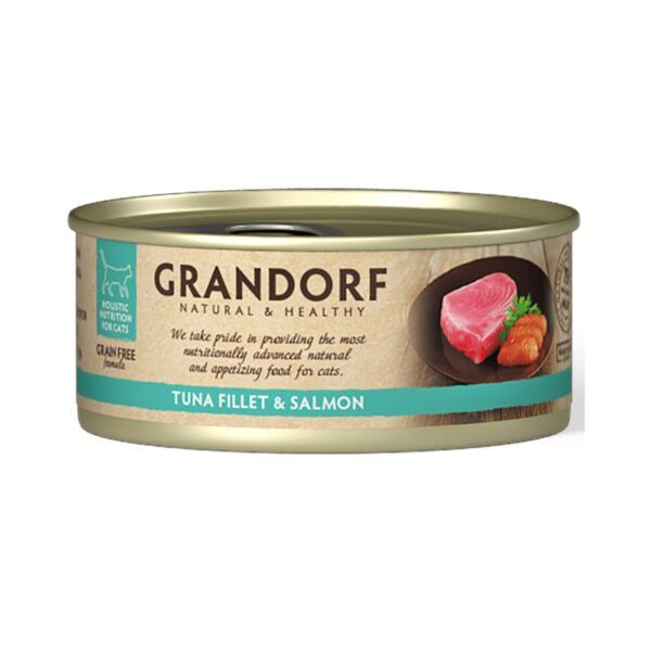 Grandorf Alimento Umido per Gatti Filetti di Tonno e Salmone 70g