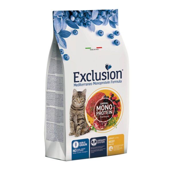 Exclusion Mediterraneo Monoproteico Noble Grain Cat Adult Manzo per Gatti Adulti 1,5Kg