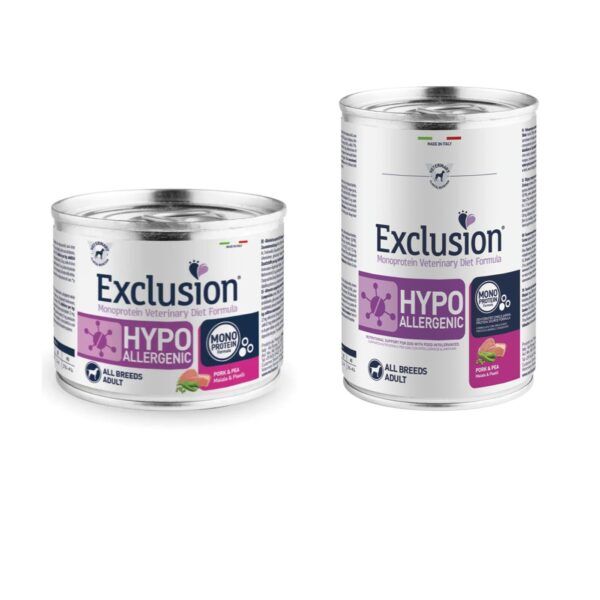 Exclusion Diet Hypoallergenic Maiale e Piselli Alimento Umido Monoproteico per Cani