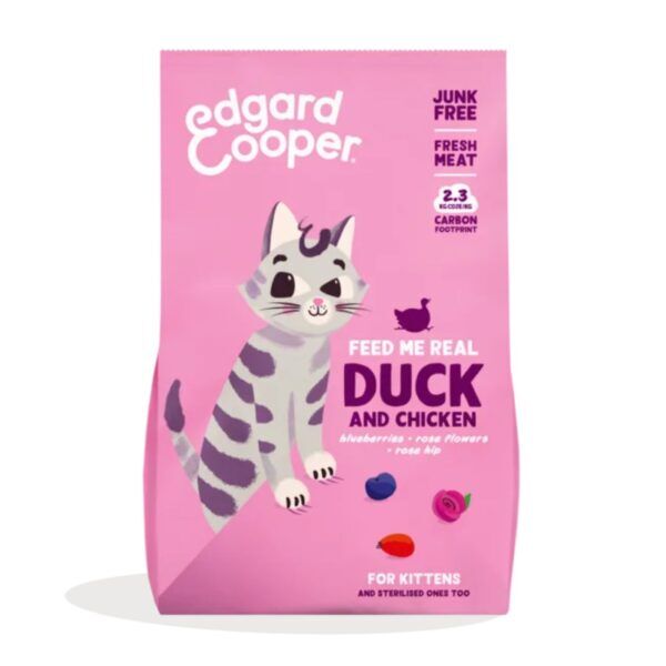 Edgard & Cooper Alimento Secco Grain Free Anatra e Pollo Freschi per Gattini