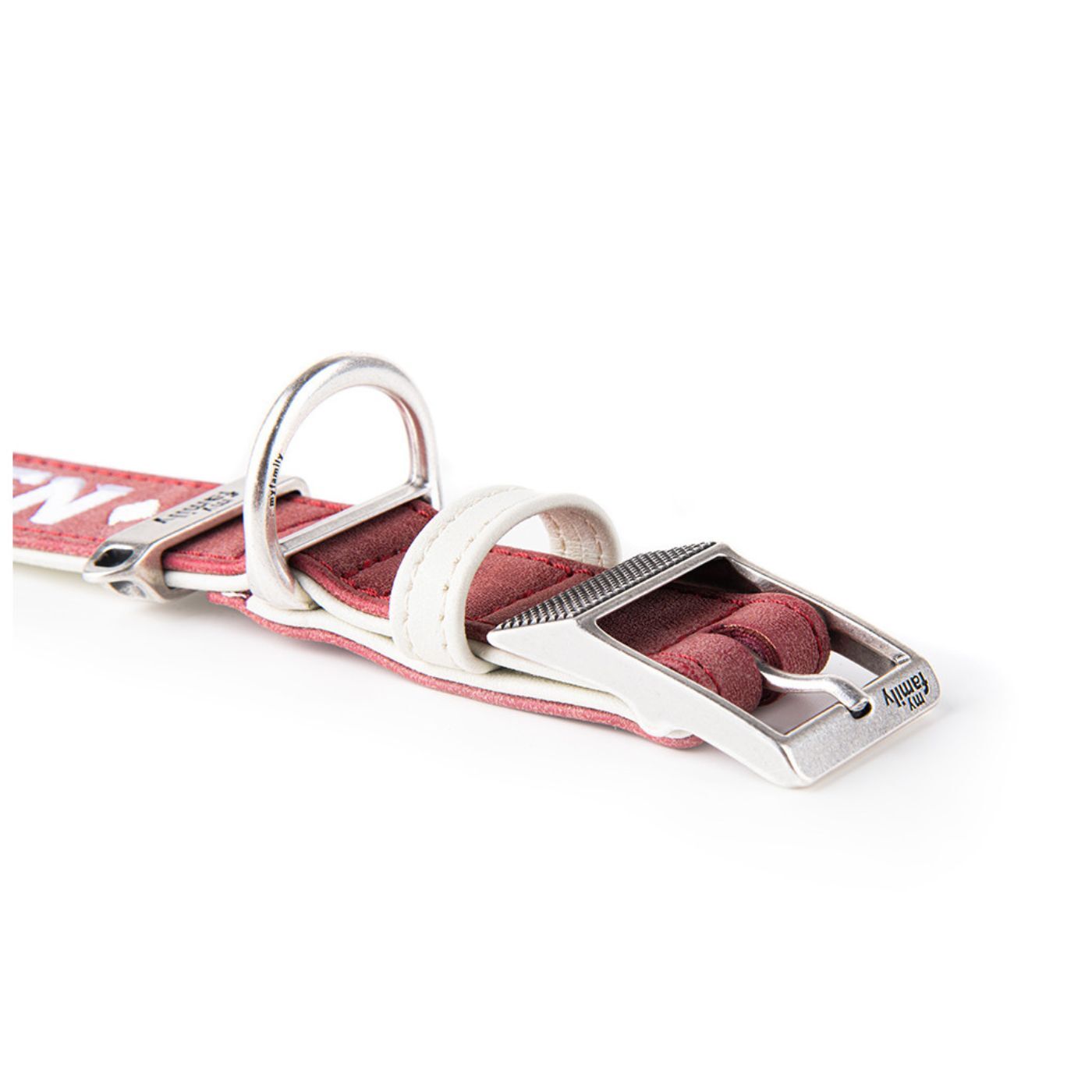MyFamily Collare Royal Ricamo The Queen in Similpelle Crema e Bordeaux - Finiture in argento antico