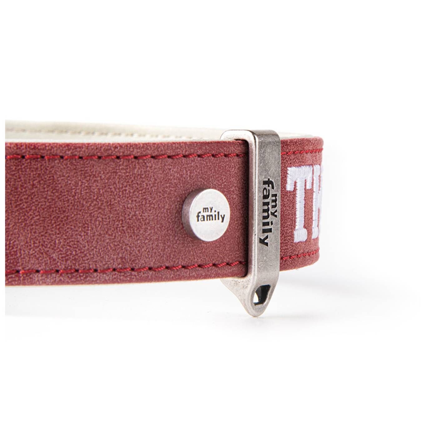 MyFamily Collare Royal Ricamo The Queen in Similpelle Crema e Bordeaux - MyFamily logo