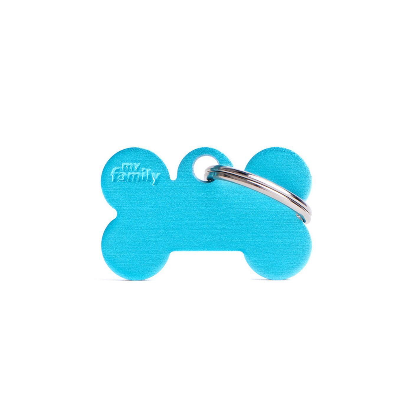 MyFamily Medaglietta per Cani Personalizzabile Osso Basic Alluminio Azzurro - Variante S