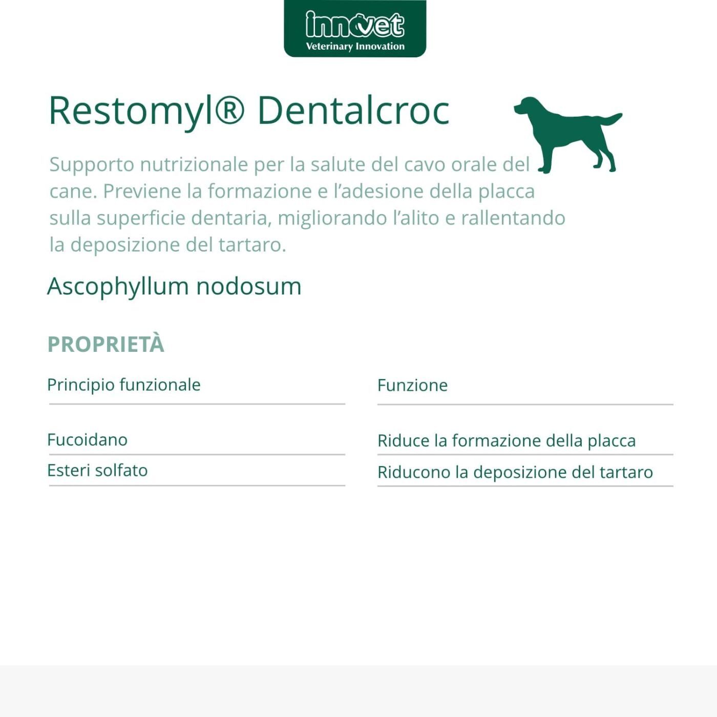 Innovet Restomyl® Dentalcroc per Cani di Taglia Media Grande e Gigante 150g - Proprietà