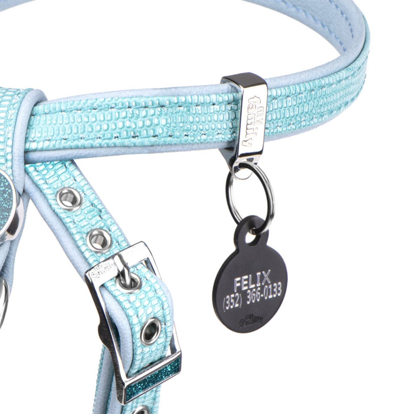 MyFamily Pettorina Saint Tropez in Similpelle Turchese per Cani - Realizzata in similpelle