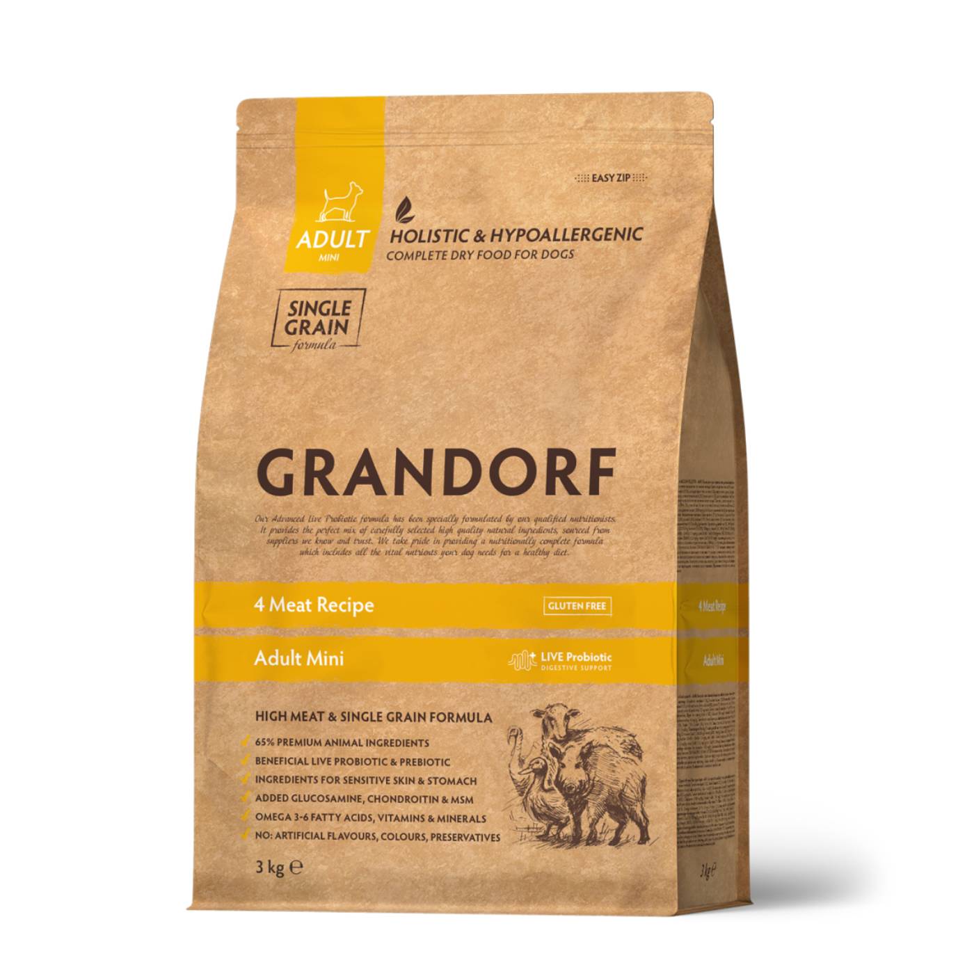 Grandorf Adult MINI Breeds 4 Carni per Cani Razze MINI