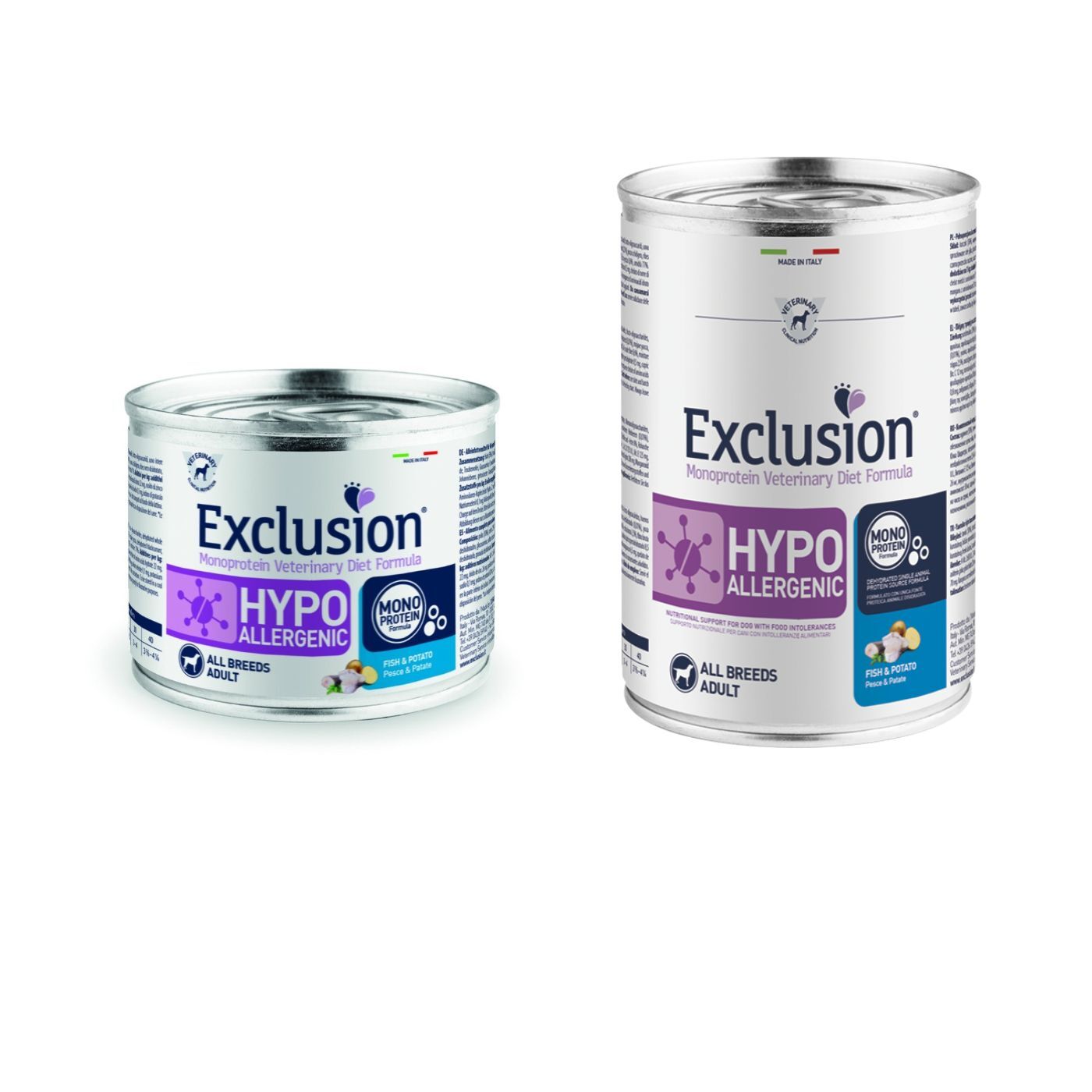 Exclusion Diet Hypoallergenic Pesce e Patate Alimento Umido Monoproteico per Cani