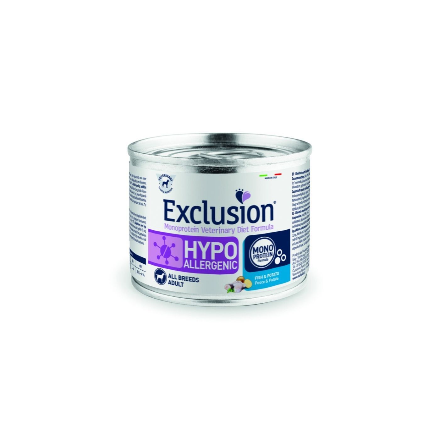 Exclusion Diet Hypoallergenic Pesce e Patate Alimento Umido Monoproteico per Cani - Formato 200g
