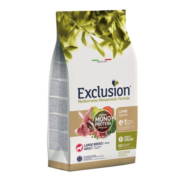 Exclusion Mediterraneo Monoproteico Noble Grain Adult Large Agnello per Cani Adulti 12Kg
