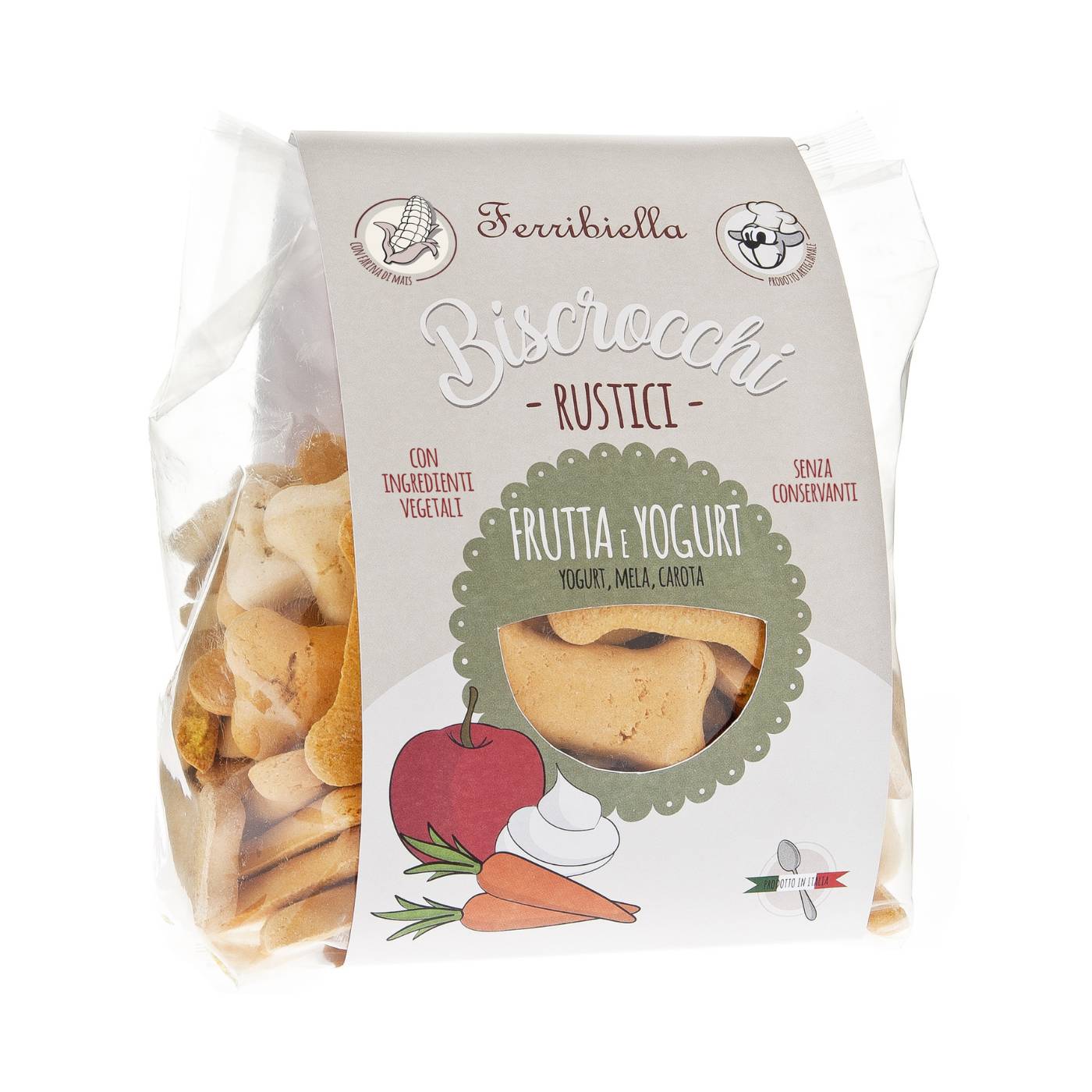 Ferribiella Biscrocchi Rustici Frutta e Yogurt Biscotti per Cani 800g - Confezione