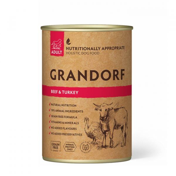 Grandorf Adult Manzo e Tacchino Alimento Umido Completo per Cani Adulti 400g