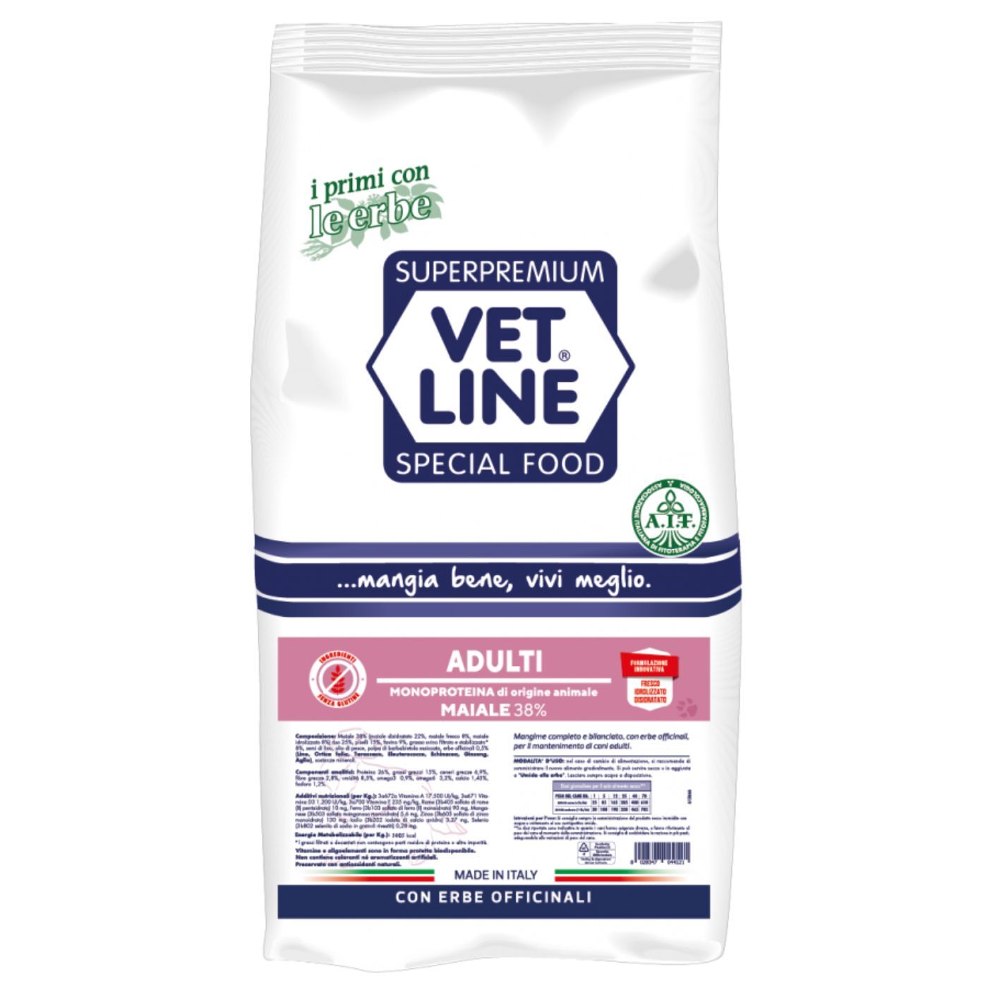 vet line maiale per cani adulti monoproteico vetline