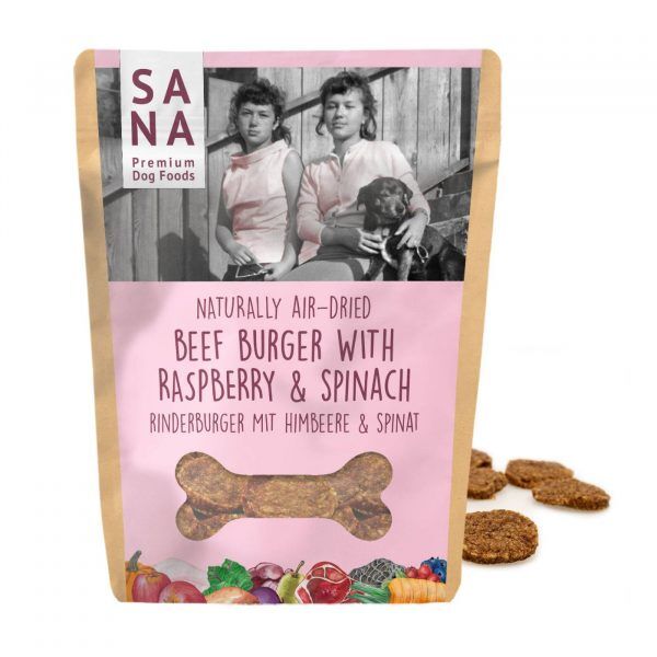 Sanadog Snack Hamburger di Manzo per Cani con Lamponi e Spinaci 100g