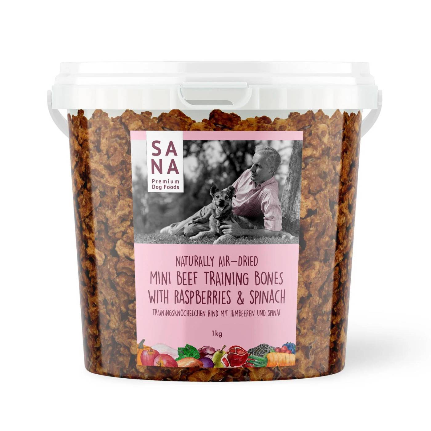 sanadog mini training premi addestramento per cani al manzo con lamponi e spinaci 100g