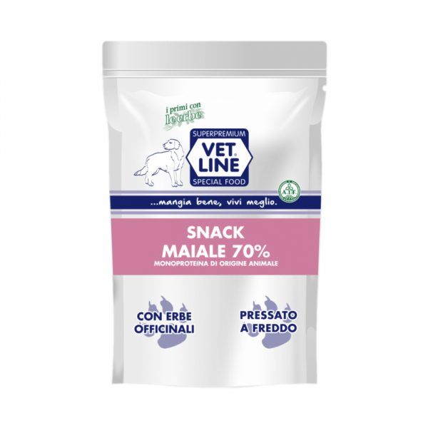 vet line snack di maiale monoproteico grain free per cani 80g vetline