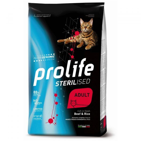 Prolife® Cat Sterilised Adult Manzo e Riso per Gatti 1,5Kg