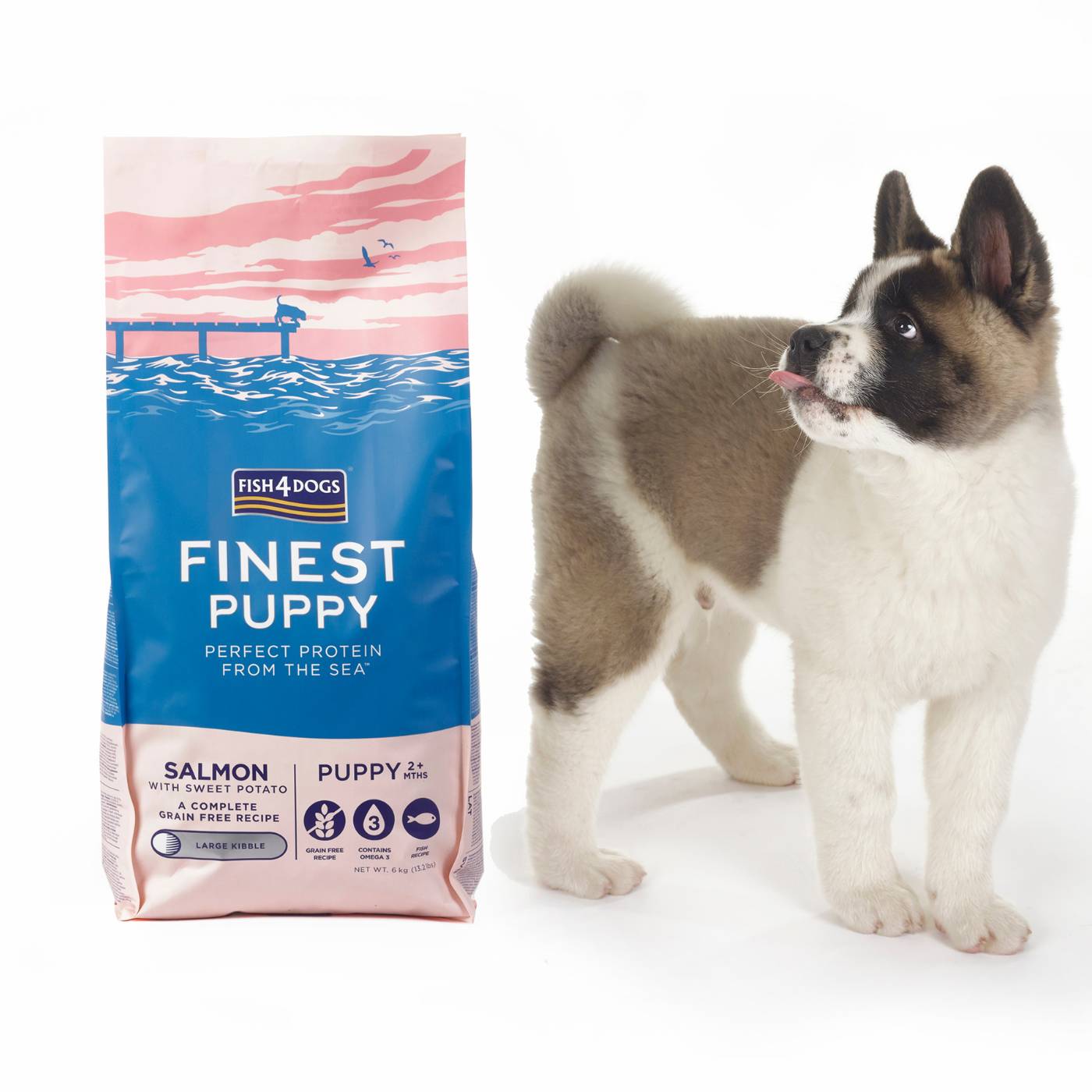 sacco da 6kg fish4dogs finest puppy large salmone con patata dolce per cuccioli