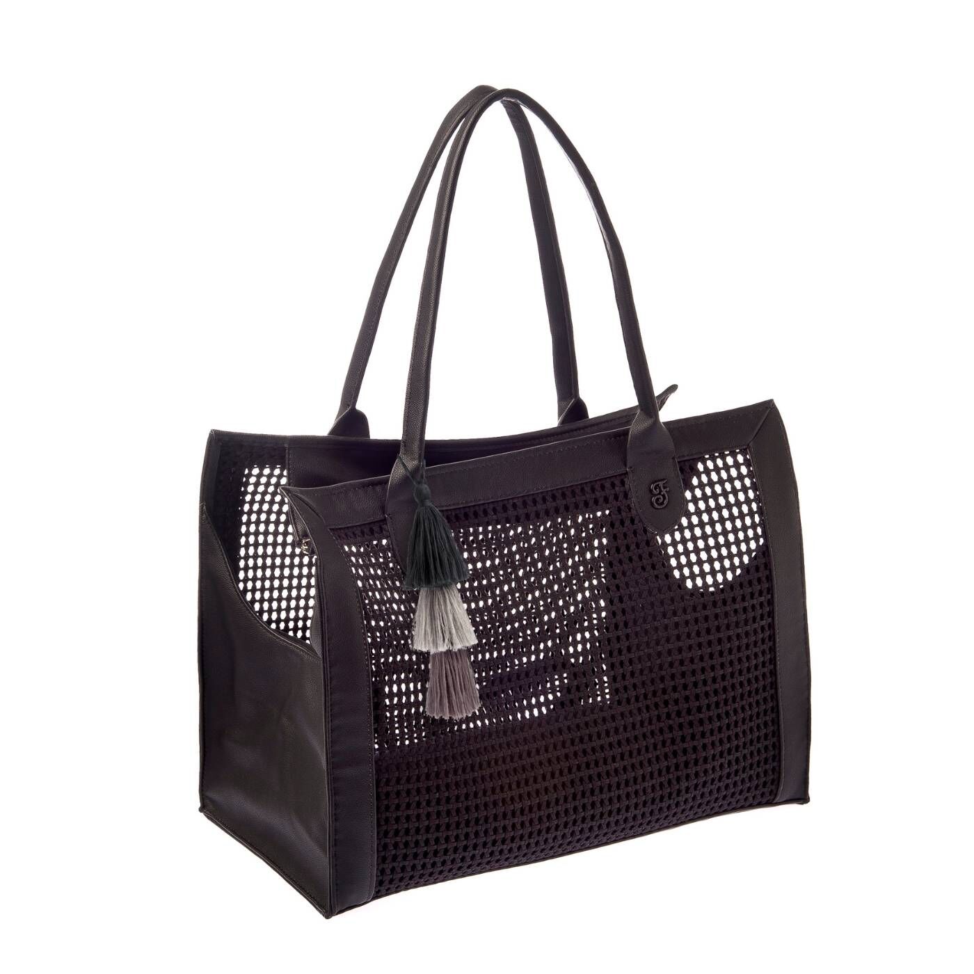 Ferribiella Borsa Trasportino Belle Nera 40x30x20cm Max 8Kg - Nappine in cotone colorate