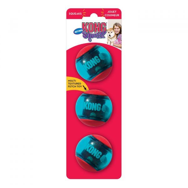 Kong Gioco per Cani Palla in Gomma Tpr con Squeaker 3 Pezzi S Diametro 5 cm