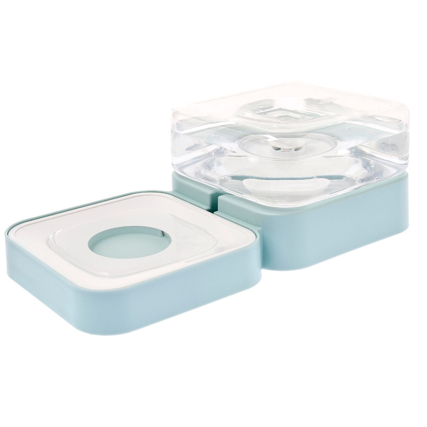 Ferribiella Ciotola Dispenser Multifunzione per Acqua e Cibo Cubo per Animali 32x16x11cm