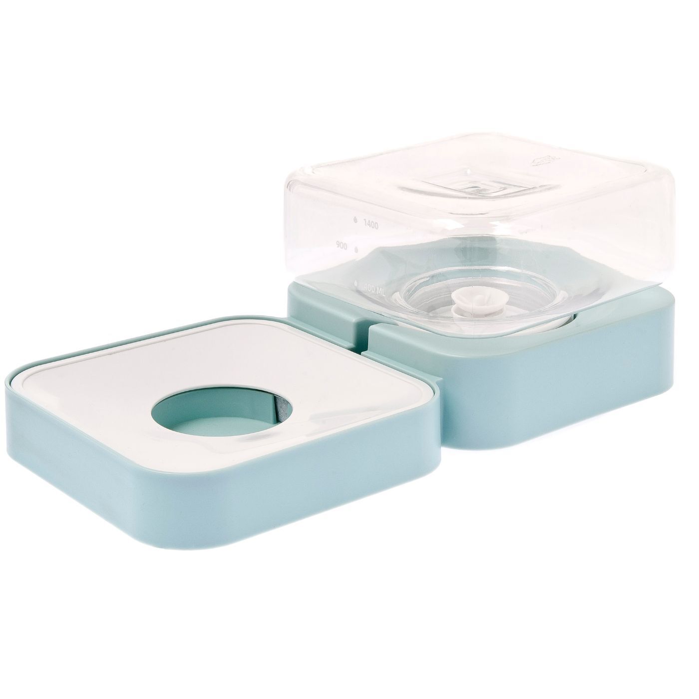Ferribiella Ciotola Dispenser Multifunzione per Acqua e Cibo Cubo per Animali 32x16x11cm - Ciotola acqua