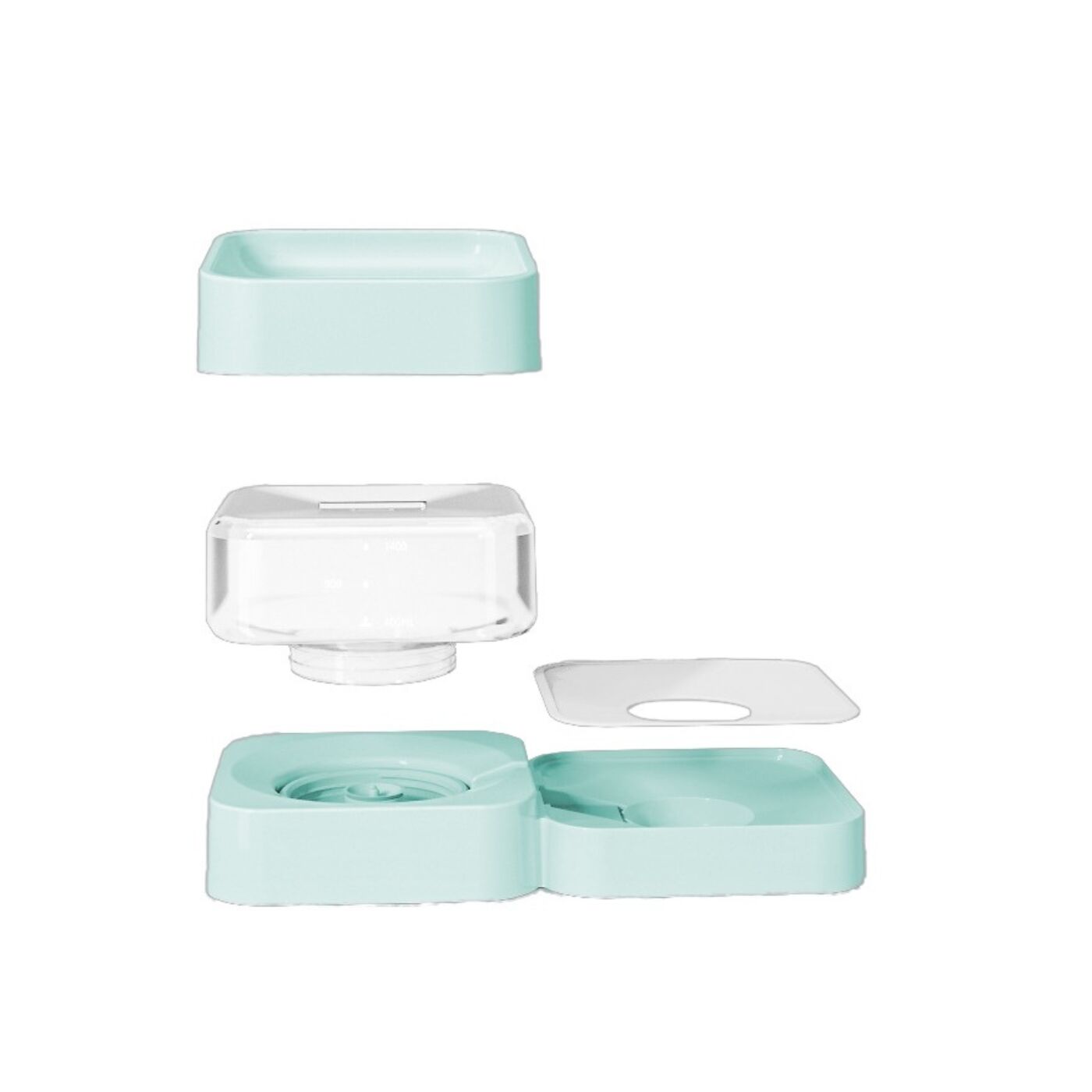 Ferribiella Ciotola Dispenser Multifunzione per Acqua e Cibo Cubo per Animali 32x16x11cm