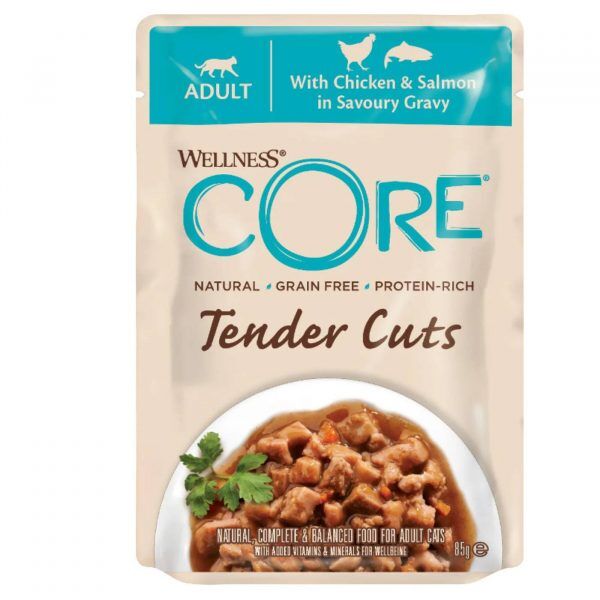 Wellness Core Bocconcini in Salsa per Gatti Tender Cuts Pollo Salmone 85 g