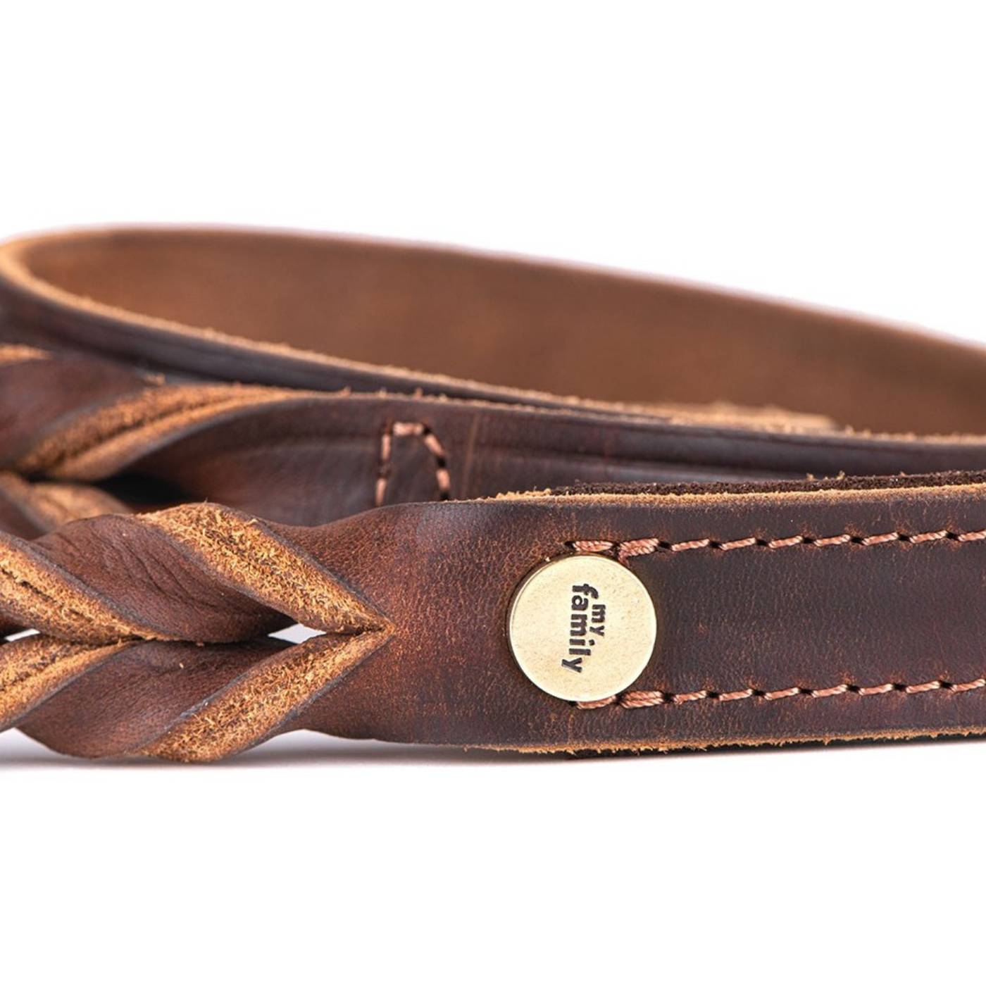 MyFamily Guinzaglio Ascot in Cuoio Ingrassato Marrone 2,2x110cm