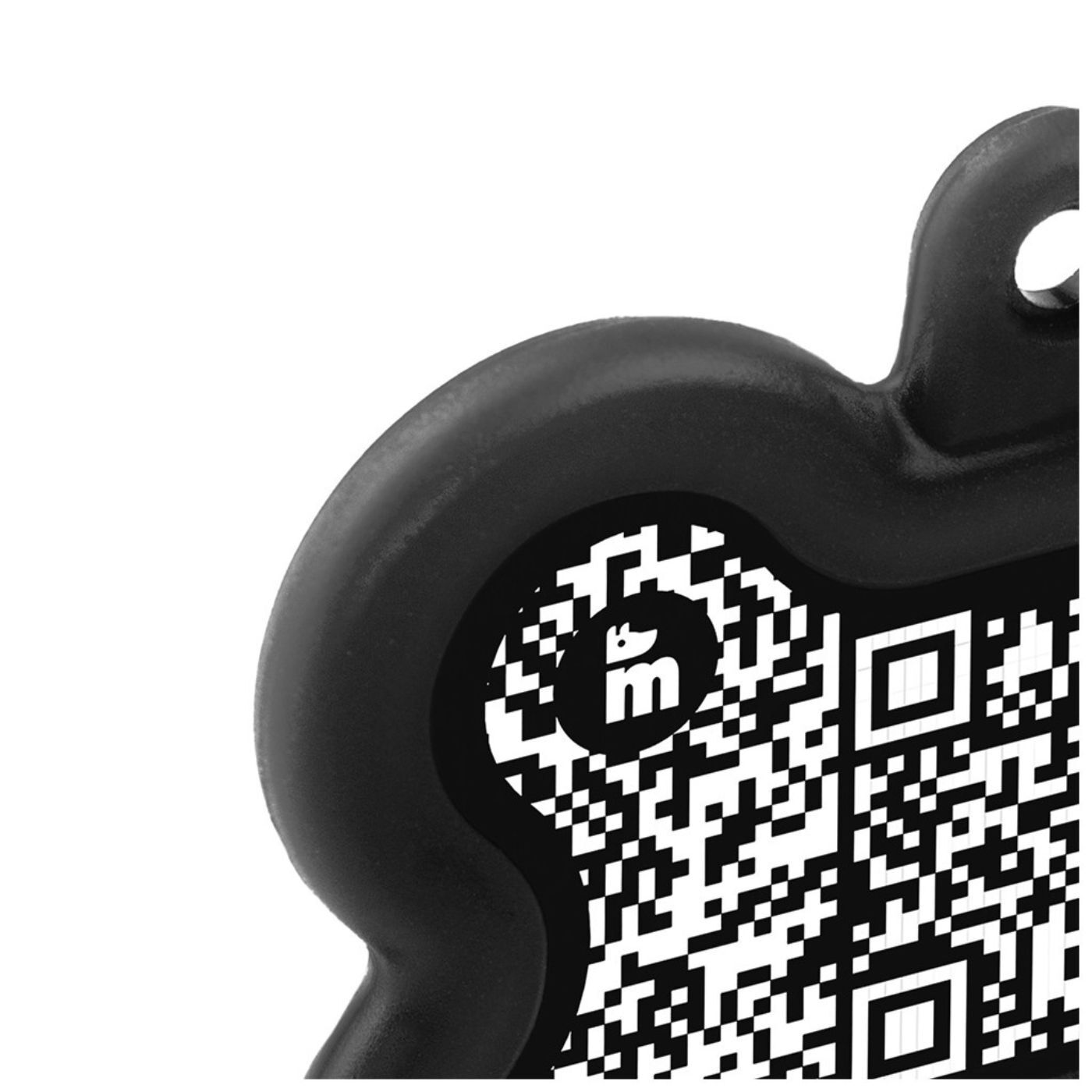 MyFamily Medaglietta per Cani QR Code Hushtag Osso Alluminio Nero- Gomma Nera