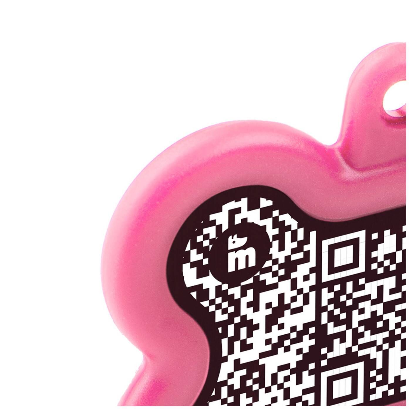 MyFamily Medaglietta per Cani QR Code Hushtag Osso Alluminio Nero - Gomma Rosa