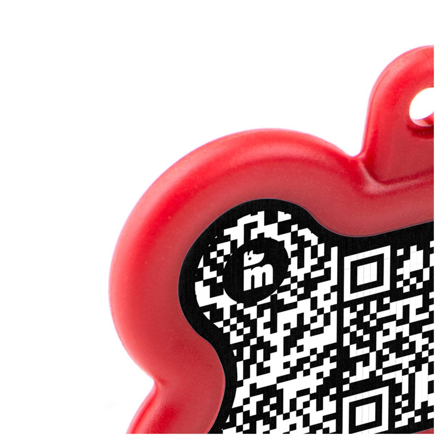 MyFamily Medaglietta per Cani QR Code Hushtag Osso Alluminio Nero- Gomma Rossa