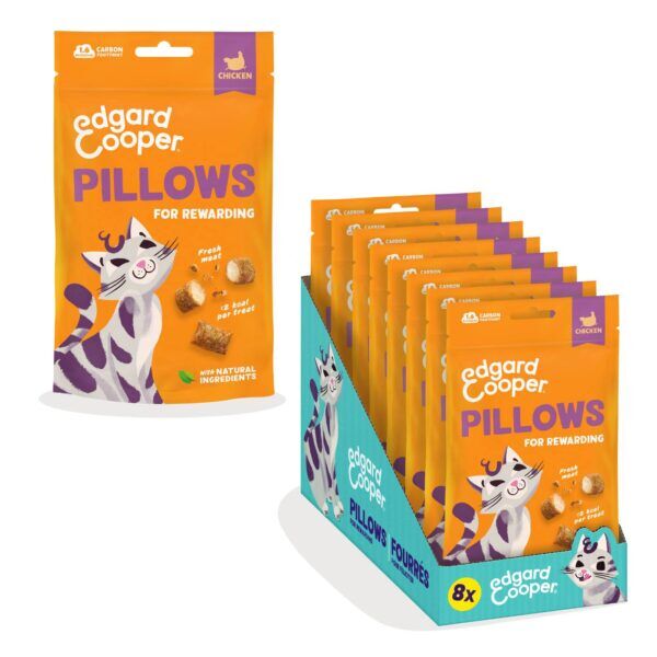 Edgard&Cooper Snack per Gatti Pillows Fagottini Ripieni al Pollo 60 g.