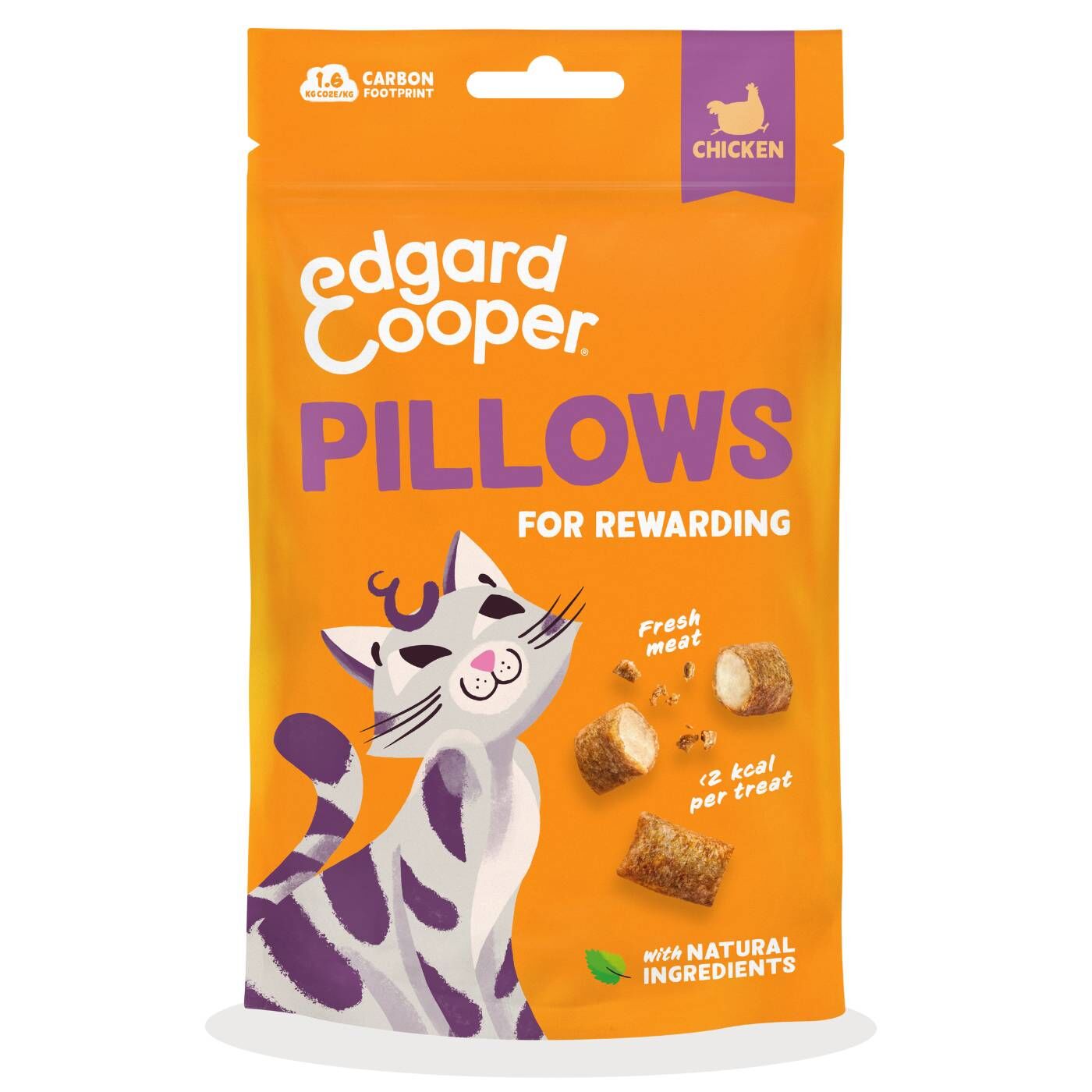 Edgard&Cooper Snack per Gatti Pillows Fagottini Ripieni al Pollo 60 g.