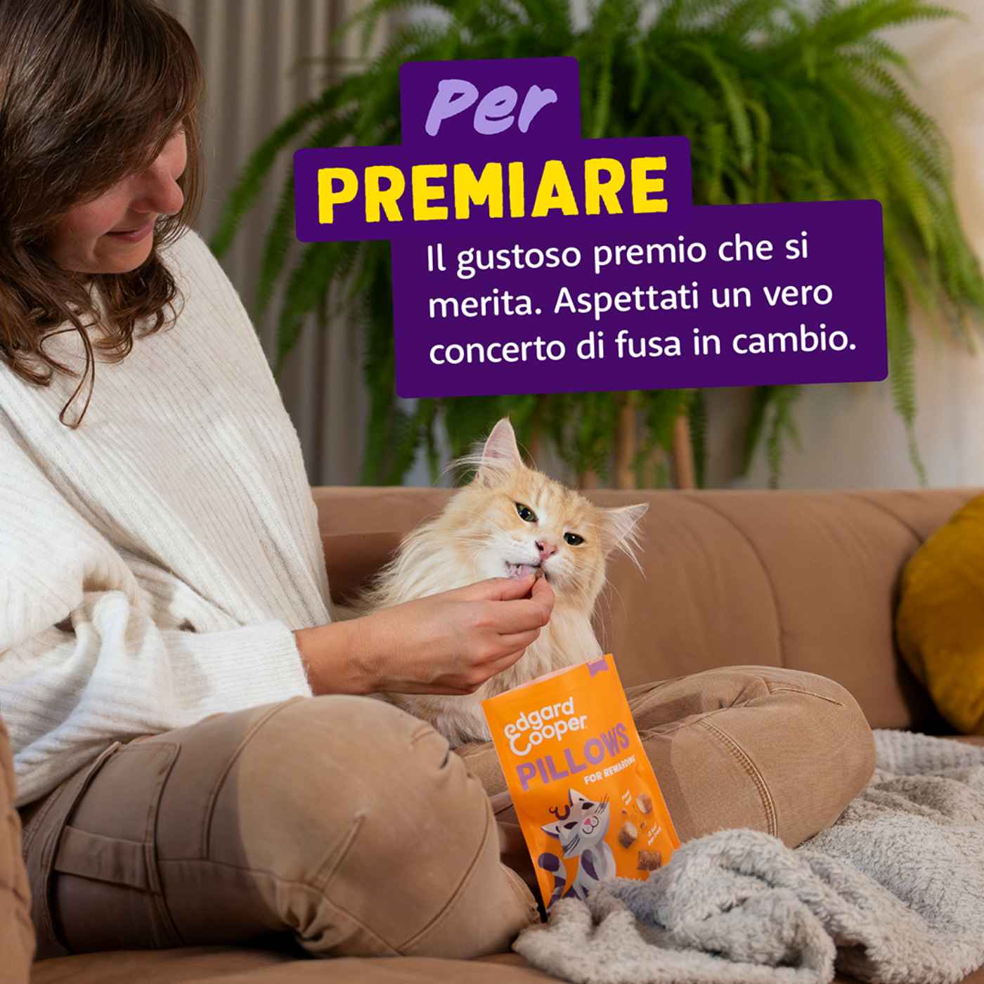 Edgard&Cooper Snack per Gatti Pillows Fagottini Ripieni al Pollo 60 g.
