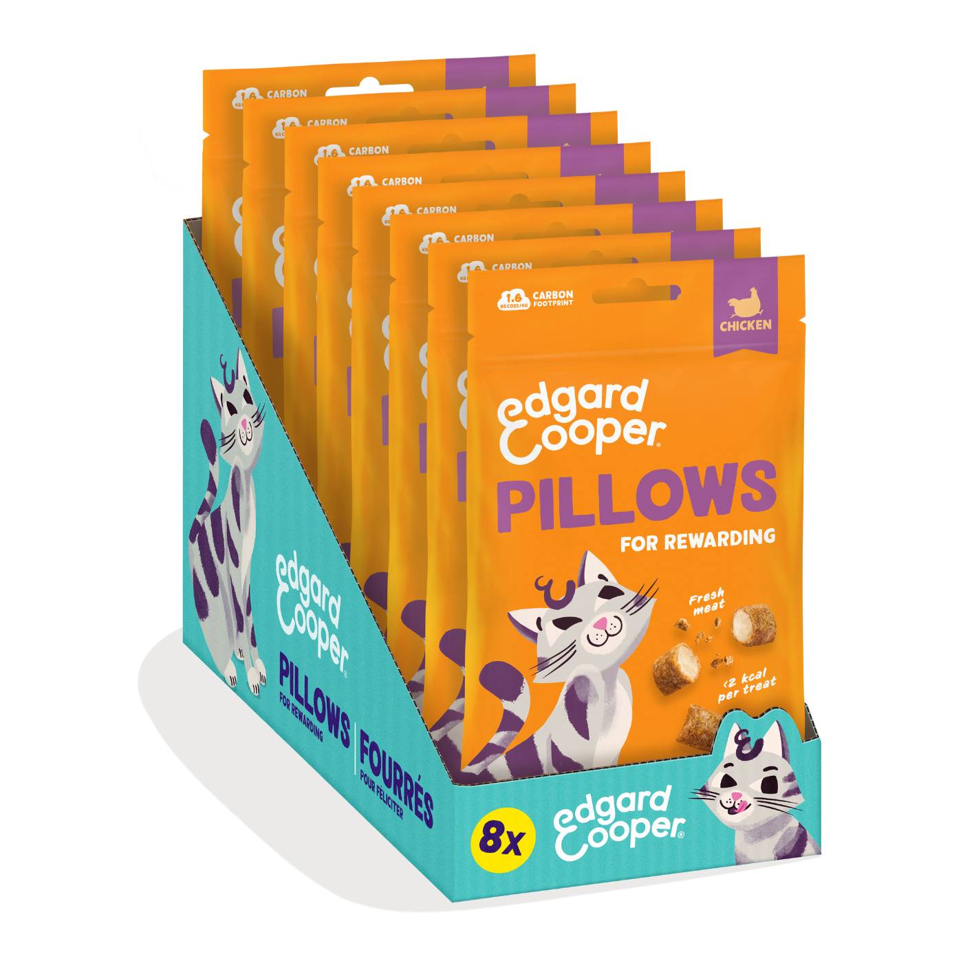 Edgard&Cooper Snack per Gatti Pillows Fagottini Ripieni al Pollo 60 g.