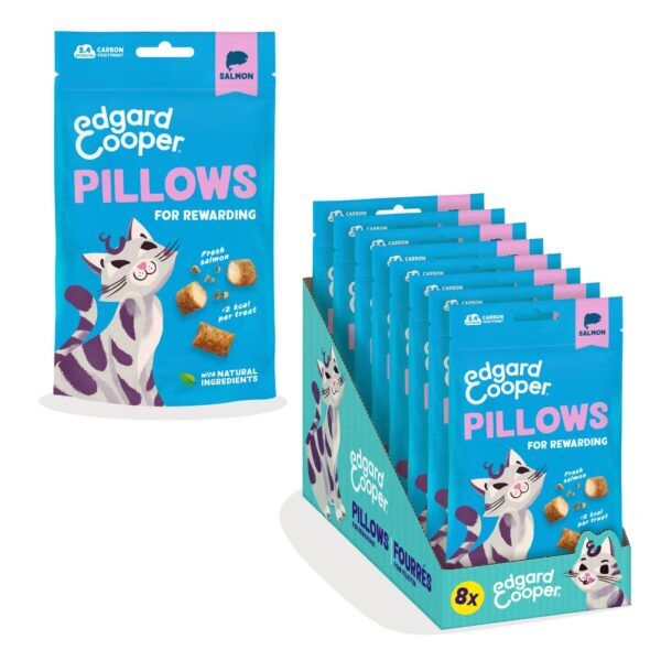Edgard&Cooper Snack per Gatti Pillows Fagottini Ripieni al Salmone 60 g.