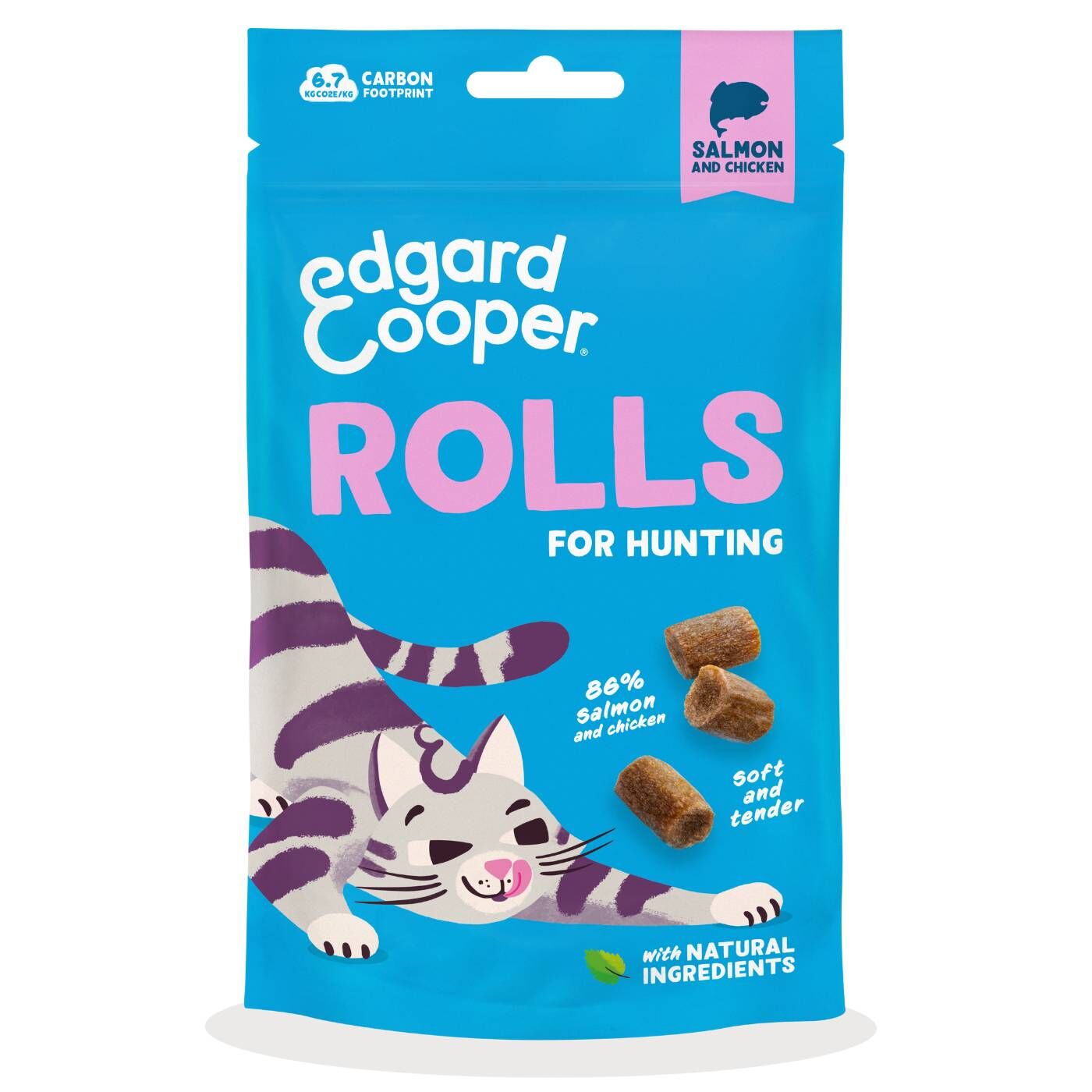 Edgard&Cooper Snack Morbidi per Gatti Rolls al Salmone 45 g.