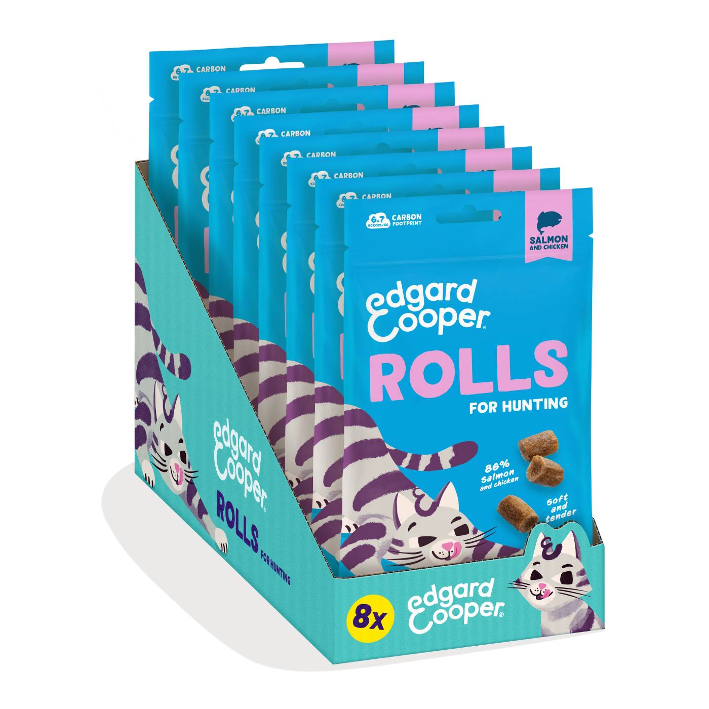 Edgard&Cooper Snack Morbidi per Gatti Rolls al Salmone 45 g.