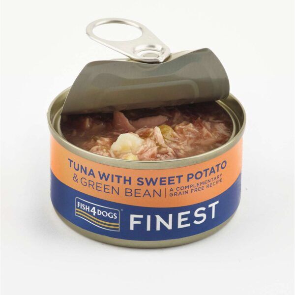 1 x 85 g Fish4Dogs Finest Alimento Umido per Cani Tonno con Patata Dolce e fagioli Verdi