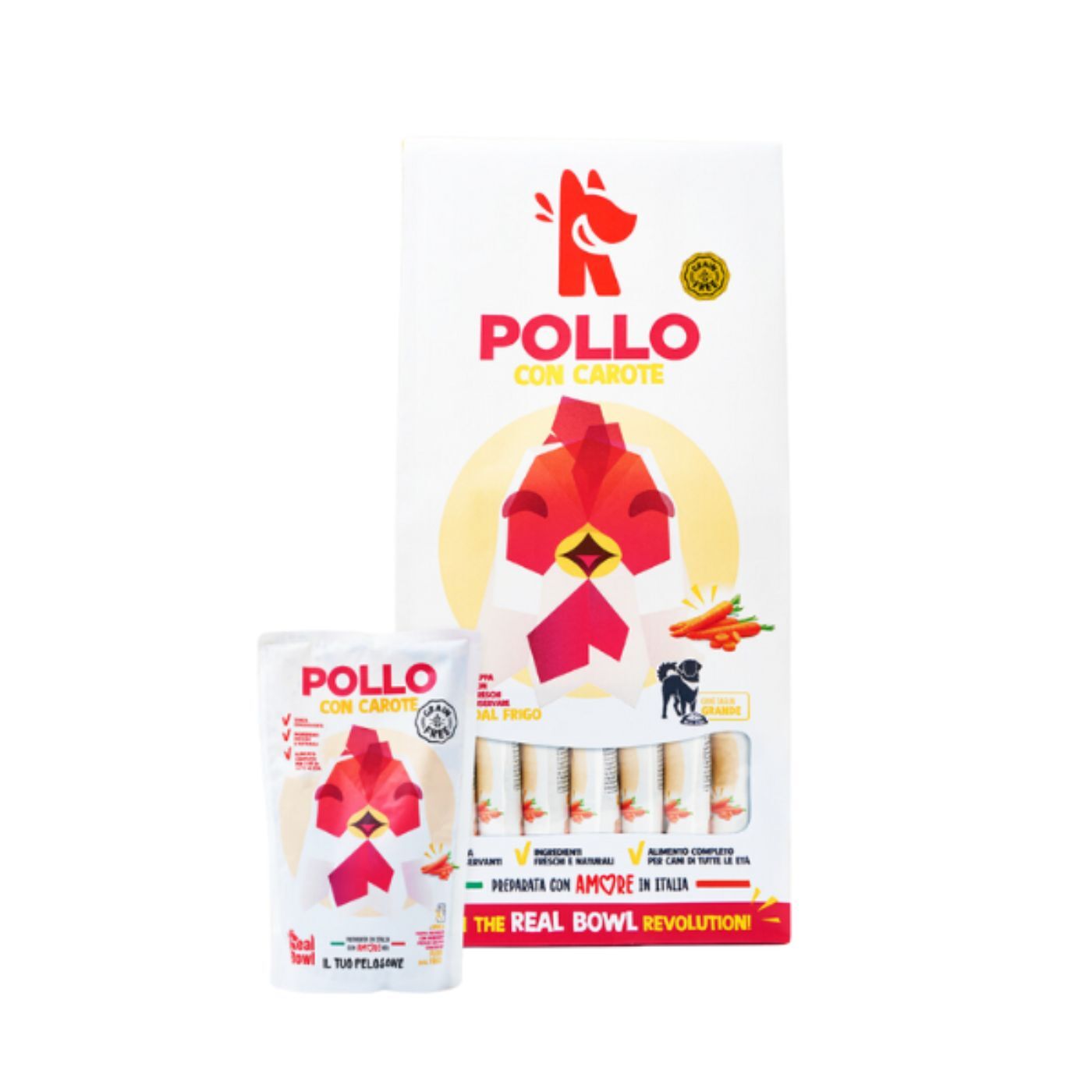 Real Bowl Alimento Completo Fresco Cotto per Cani al Pollo Senza Cereali Grain Free