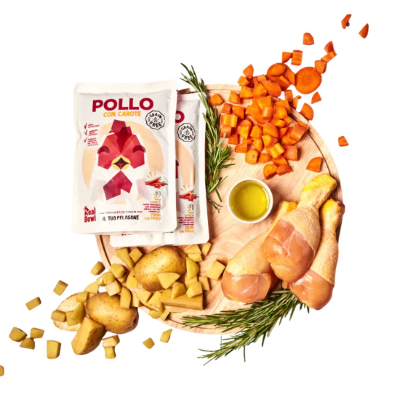Real Bowl Alimento Completo Fresco Cotto per Cani al Pollo Senza Cereali Grain Free