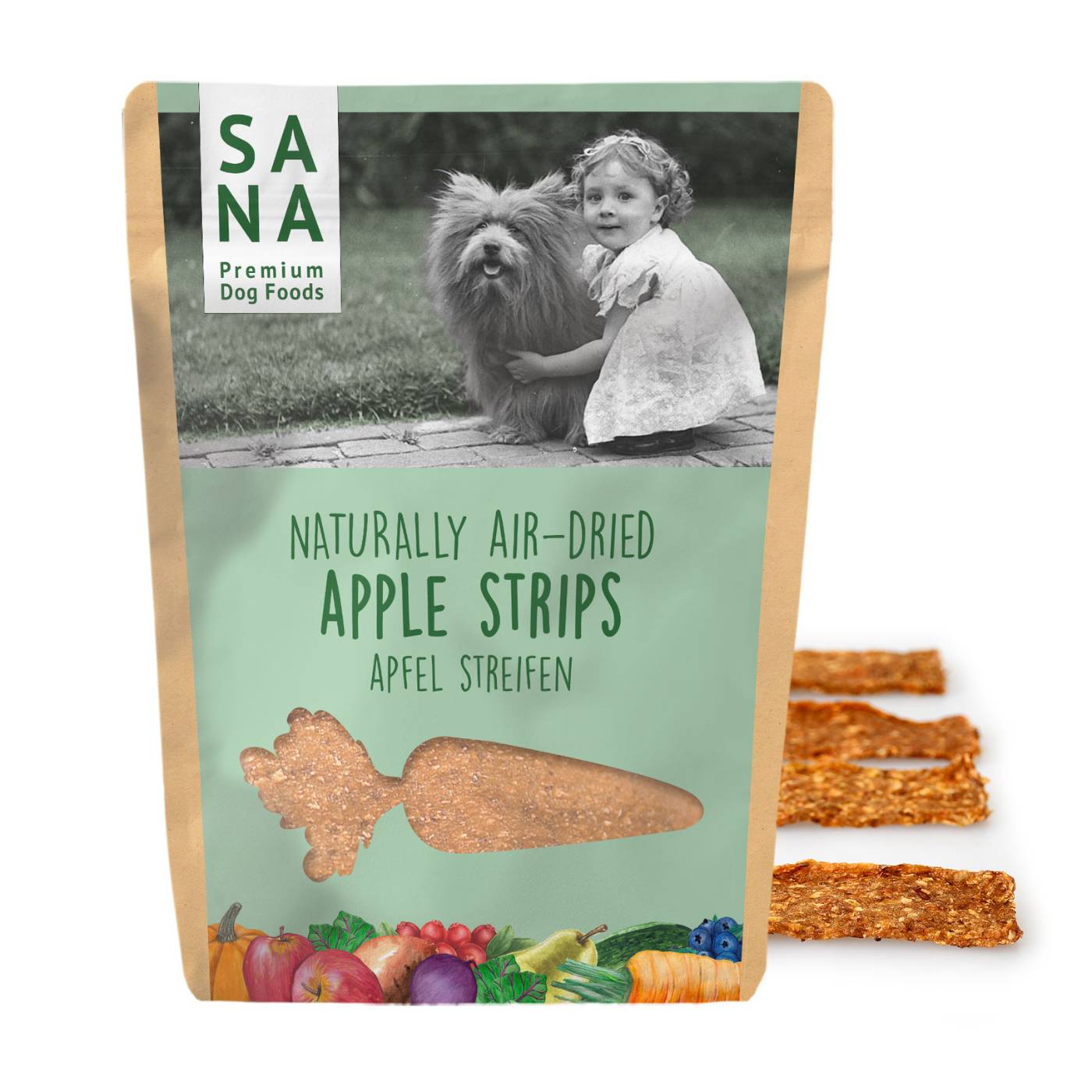 Sanadog Snack Vegetali per Cani Strisce di Mela