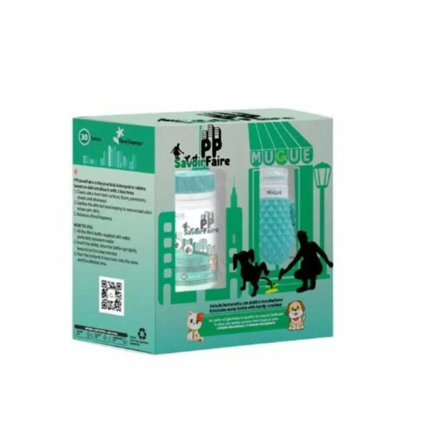 Mugue Kit Detergente in Pastiglie con Bottiglietta per Pulizia Pipi di Cani e Gatti PPSavoirFaire